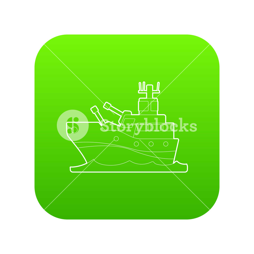 1000x1000 Battleship Icon Green Vector Isolated On White Background Royalty