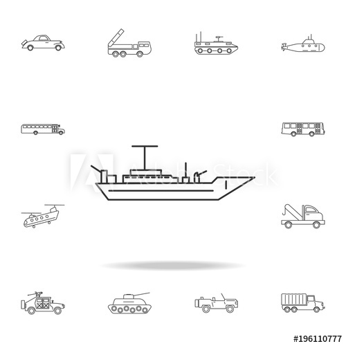 500x500 Battleship Line Icon Detailed Set Of Transport Outline Icons