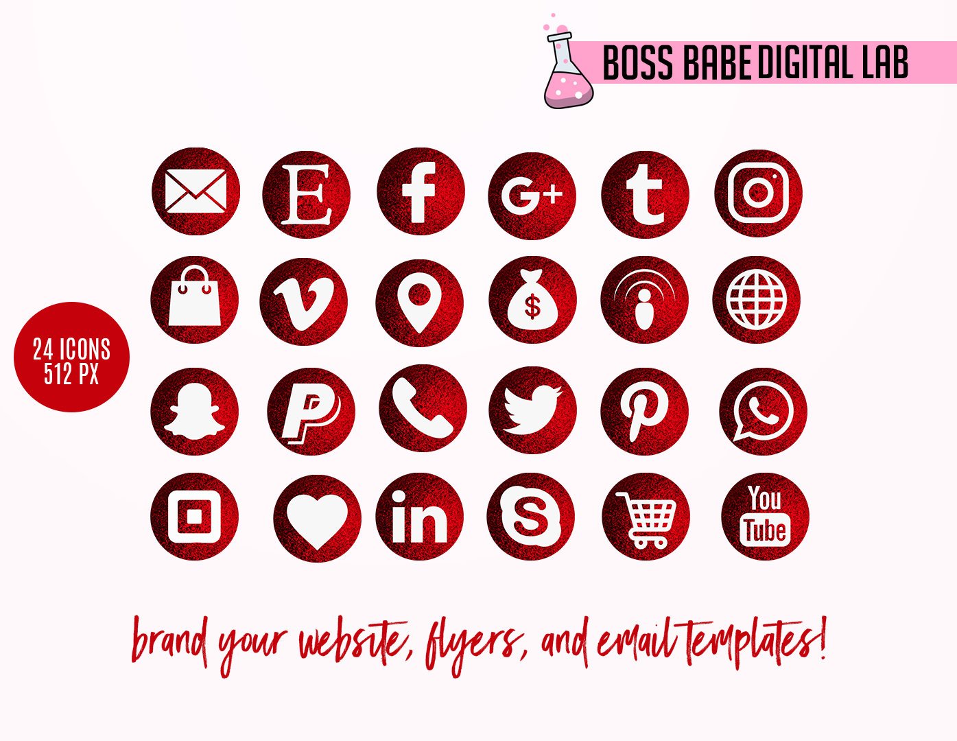 1395x1080 Red Satin Website Icon Kit Boss Babe Digital Lab