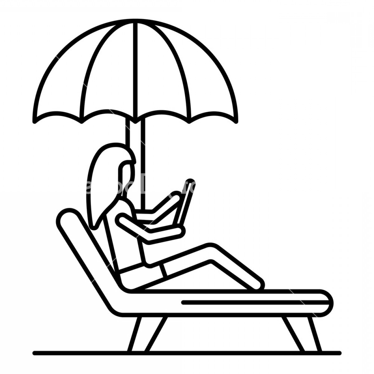 1200x1200 Woman At Beach Chair Icon Outline Woman At Beach Chair Vector Icon
