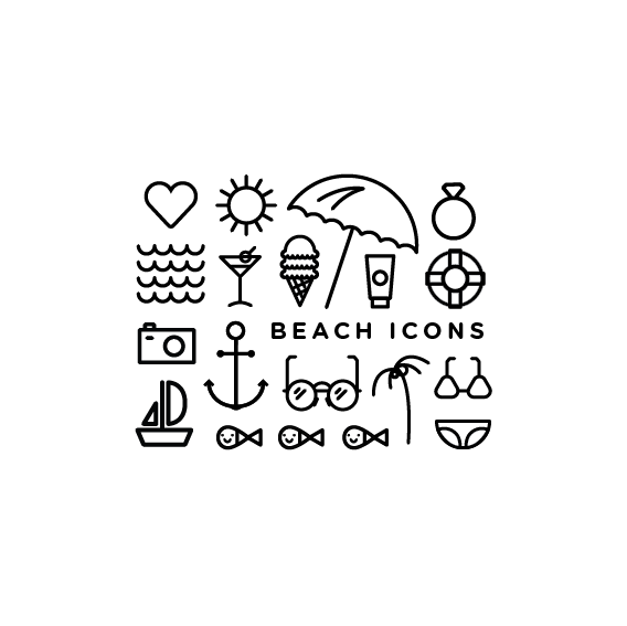 568x567 Beach Icons On Behance