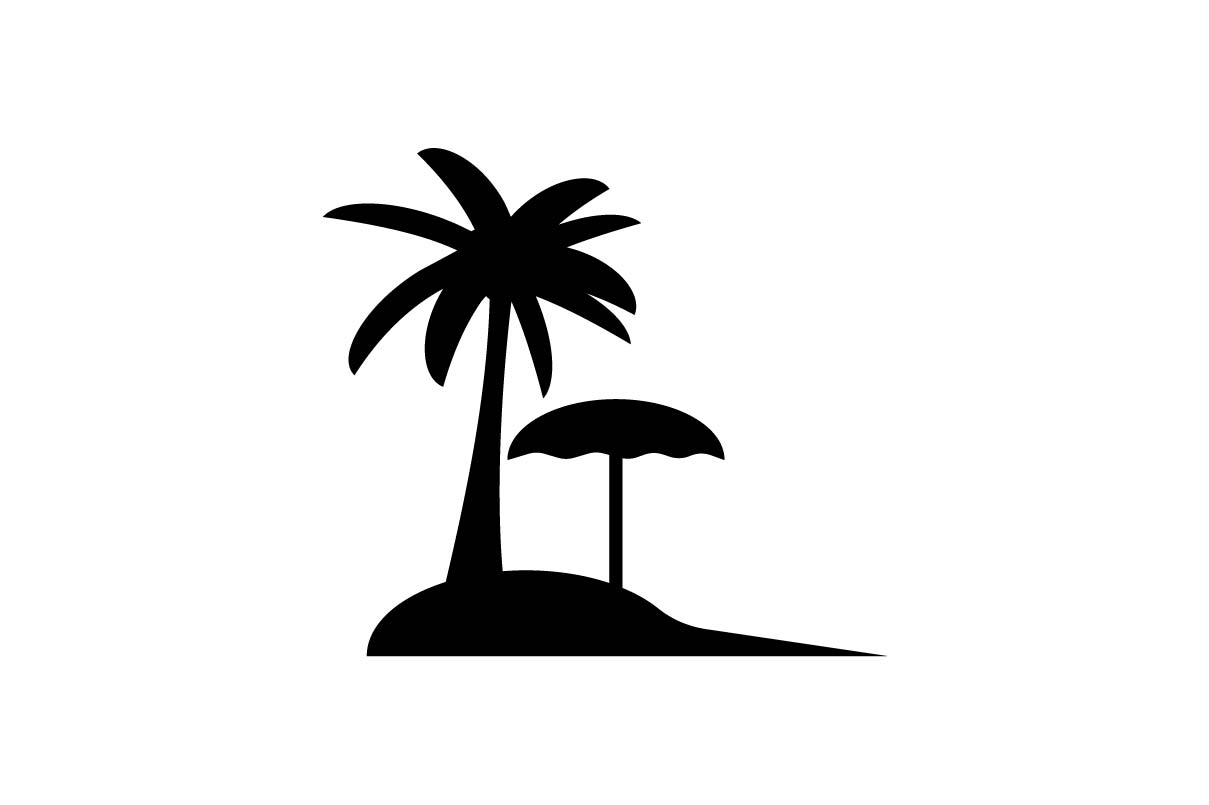 1209x805 Beach Monochrome Icon Vector Graphic