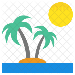256x256 Tropical Beach Icon Of Flat Style