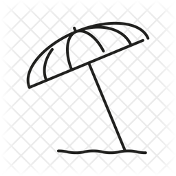 256x256 Beach Umbrella Icon Of Line Style