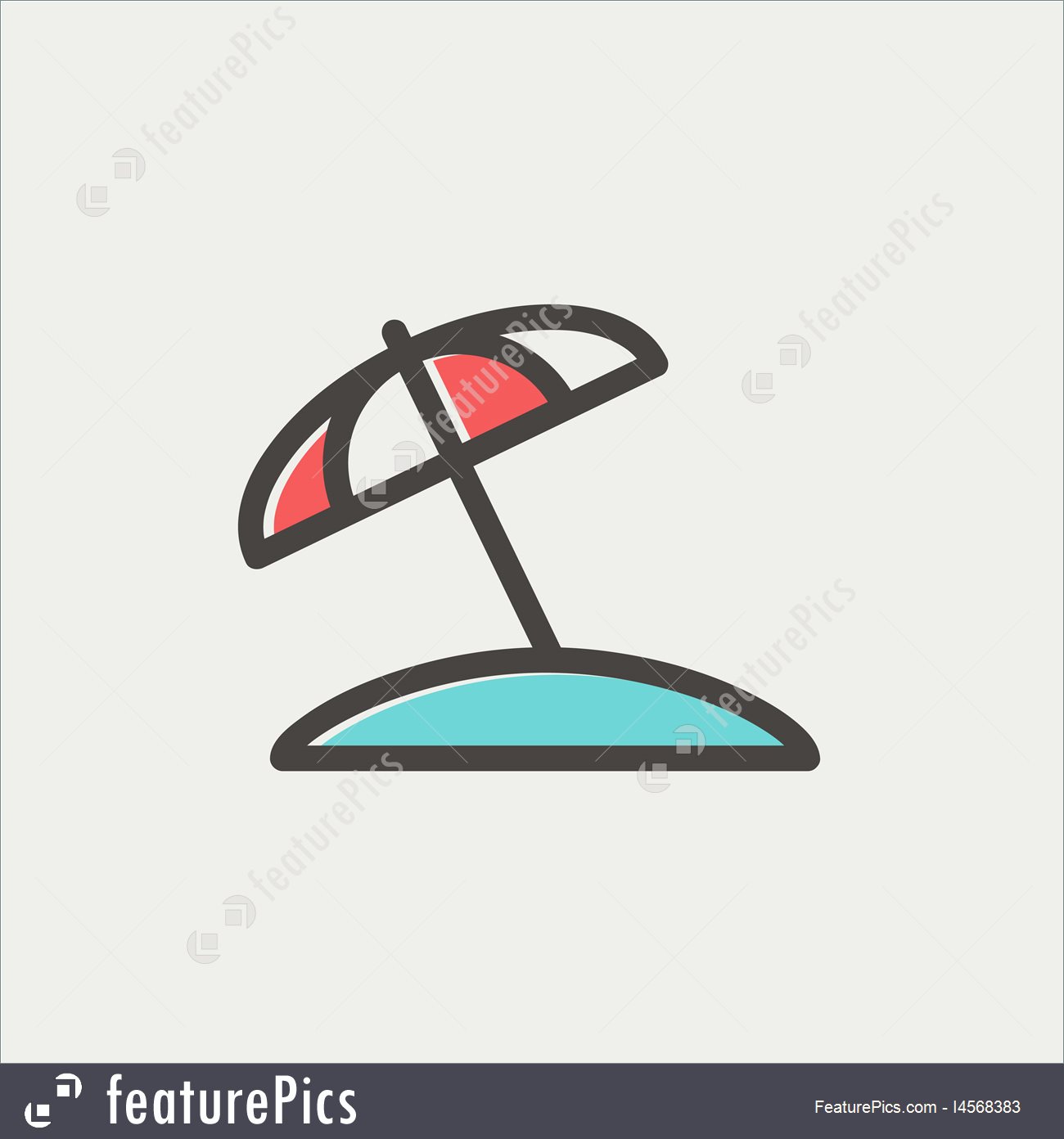 1300x1392 Beach Umbrella Thin Line Icon Stock Illustration