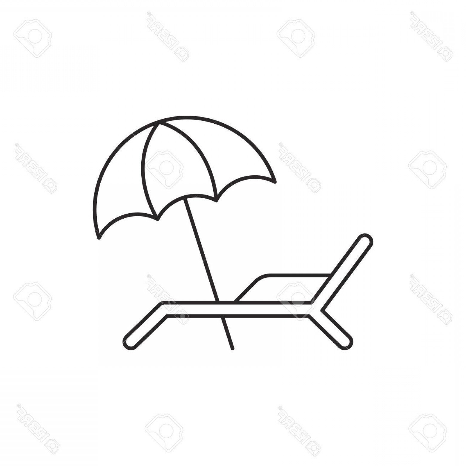 1560x1560 Photostock Vector Beach Umbrella Icon With Deckchair Outline