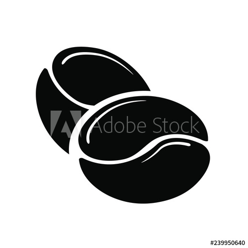 500x500 Coffee Bean Icon, Vector Illustration