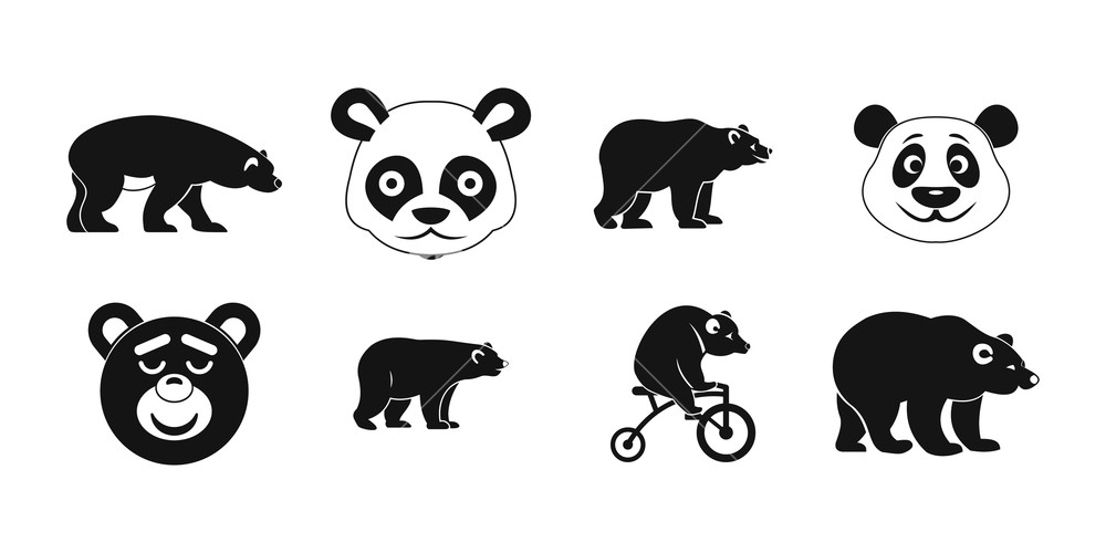 1000x500 Bear Icon Set Simple Set Of Bear Vector Icons For Web Design