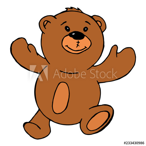 500x500 Toy Bear Icon Hand Drawn Children's Toy Bear Doodle Isolated