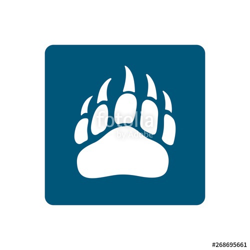 Vector Bear Paw Footstep Silhouette For Logo, Icon, Poster, Banner 500x500 Vector Bear Paw Footstep Silhouette For Logo, Icon, Poster, Banner