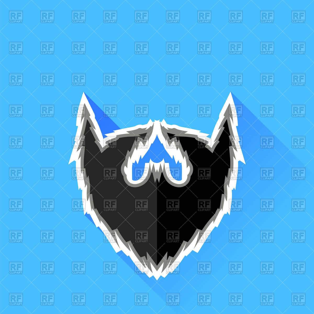 1200x1200 Black Beard Icon On Blue Background Vector Image Of Objects