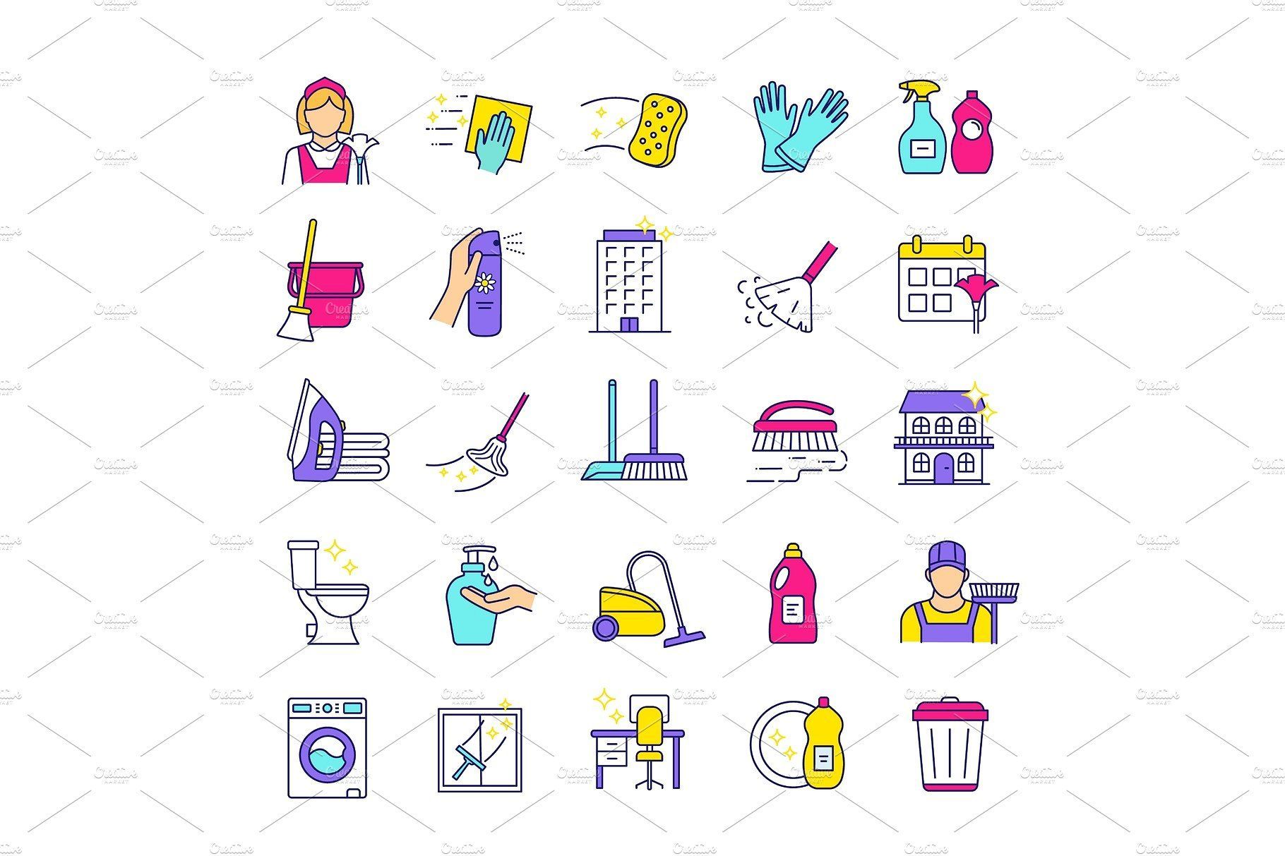 1820x1213 Cleaning Service Color Icons Set Beautiful Icons In Icon