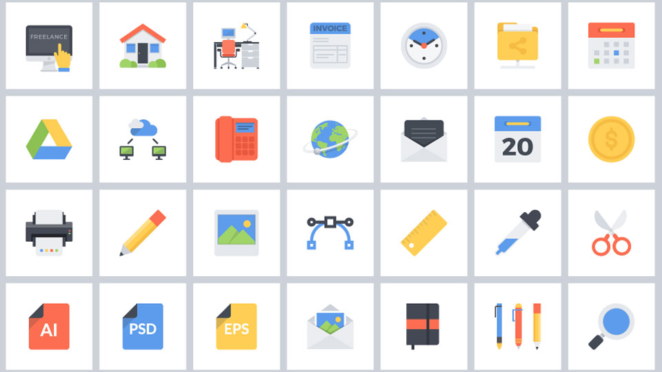 960x540 Freebies Beautiful Freelancer Icon Set For Your Business
