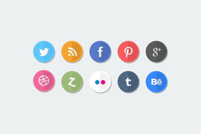 800x533 Beautiful Free Flat Social Media Icons Sets