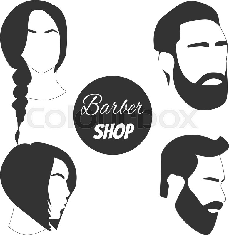 779x800 Barbershop Logo Male And Female Stock Vector Colourbox