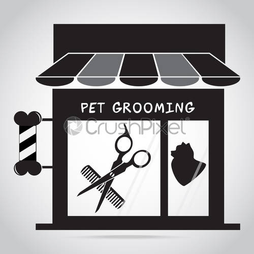 500x500 Dog Grooming Salon Icon Pet Beauty Salon Logo Illustration, Stock