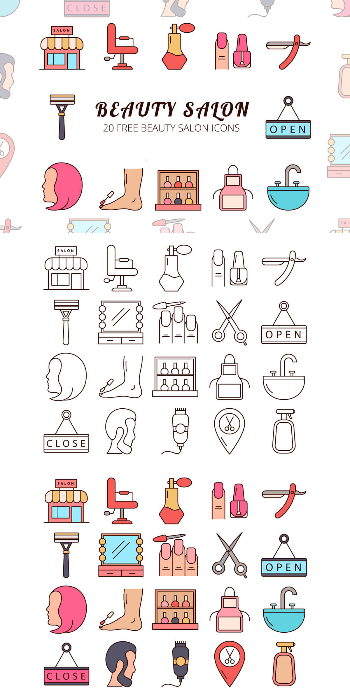 1200x2393 Free Beauty Salon Vector Icon Set