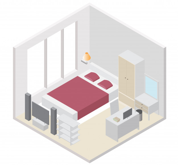 626x578 Isometric Bedroom Icon Vector Premium Download
