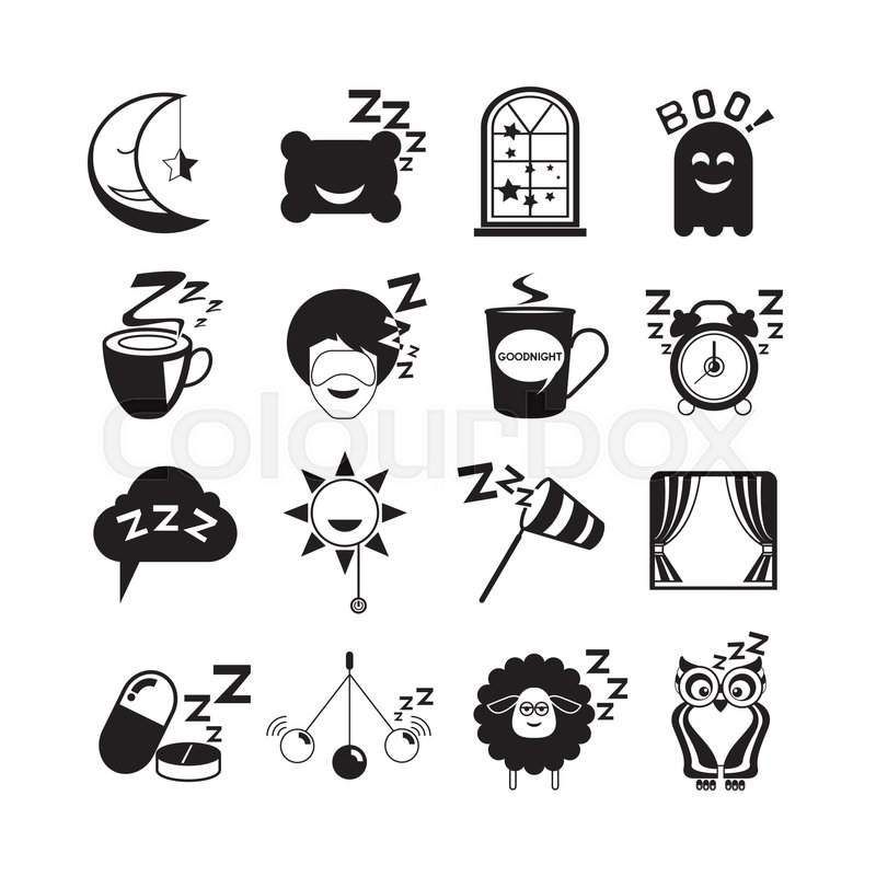 800x800 Sleep And Bedtime Icons Stock Vector Colourbox