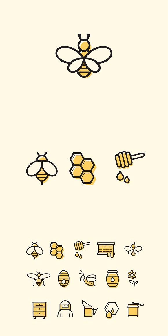 580x1158 Bee And Honey Icons Bees Bee Drawing, Bee Tattoo, Honey Bee