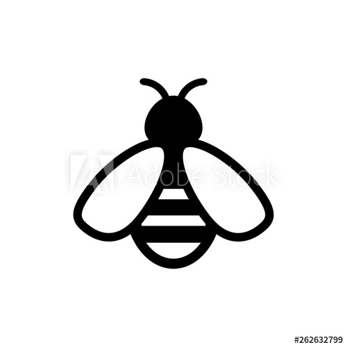 500x500 Bee Icon Symbol Silhouette Of A Honey Bee Sign Vector