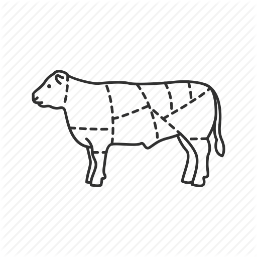 512x512 Animal, Beef, Beef Cuts, Cow, Cut Sections, Food, Meat Icon