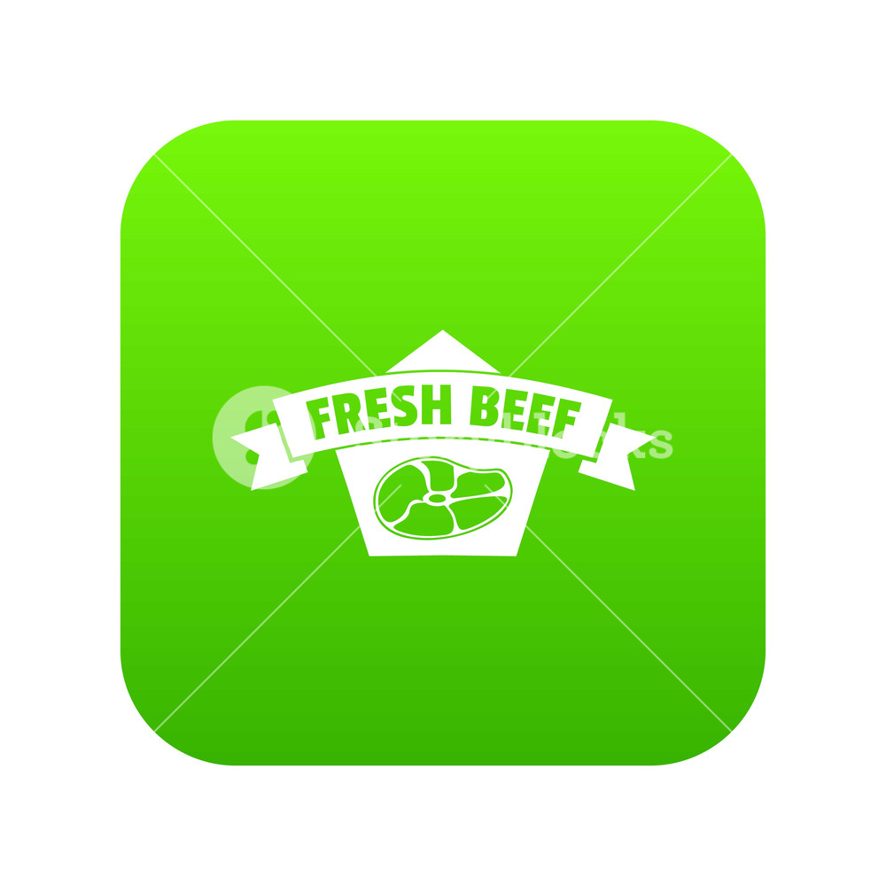 1000x1000 Fresh Eco Beef Icon Green Vector Isolated On White Background