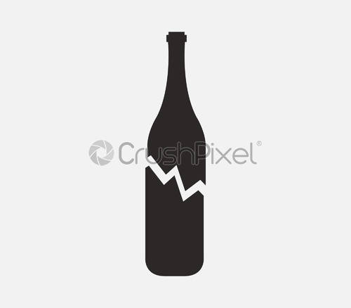 500x438 Broken Wine Bottle Icon, Stock Vector Crushpixel