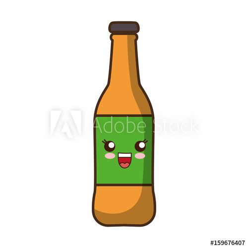 500x500 Kawaii Beer Bottle Icon Over White Background Colorful Design