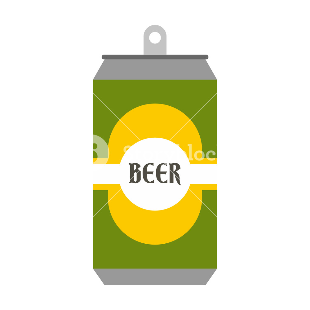 1000x1000 Beer Can With Beer Label Icon In Flat Style Isolated On White