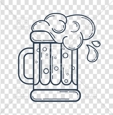 393x400 Glass Of Beer Icon In Linear Style Vector Image Of Food