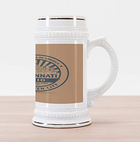 466x475 Ambesonne Cincinnati Beer Stein Mug, The Queen City