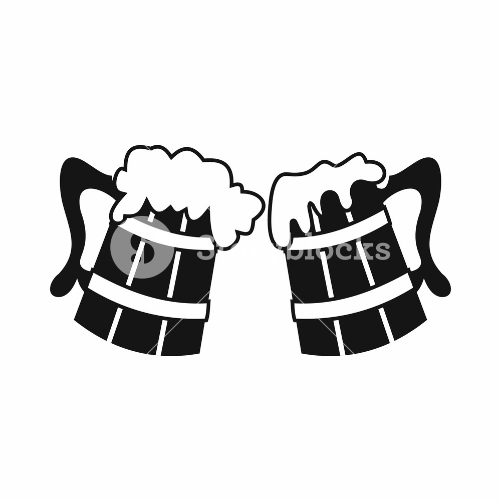 1000x1000 Wooden Beer Mugs Icon In Simple Style Isolated On White Background