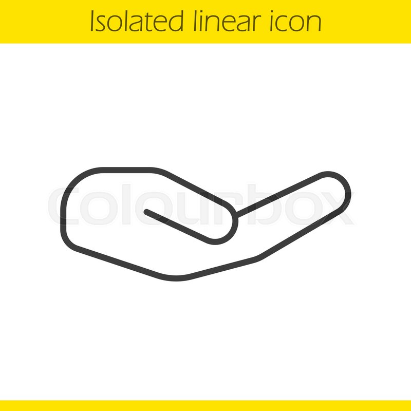 800x800 Begging Hand Gesture Linear Icon Thin Stock Vector Colourbox