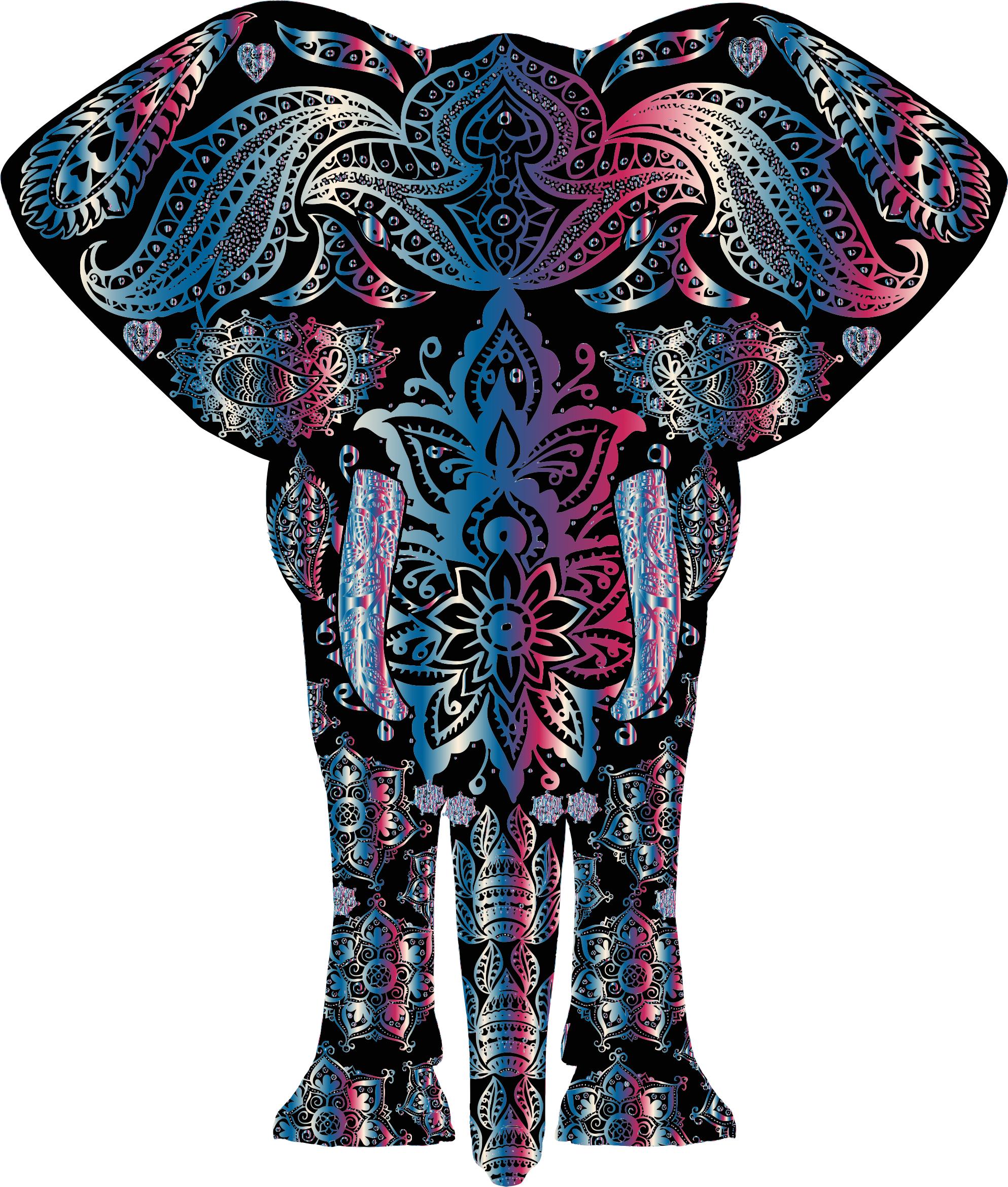 1987x2339 Bejeweled Floral Pattern Elephant Icons Png