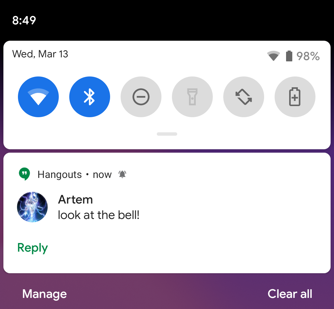 1080x1002 Android Q's Little Bell Icon Will Tell You Which Notification Just