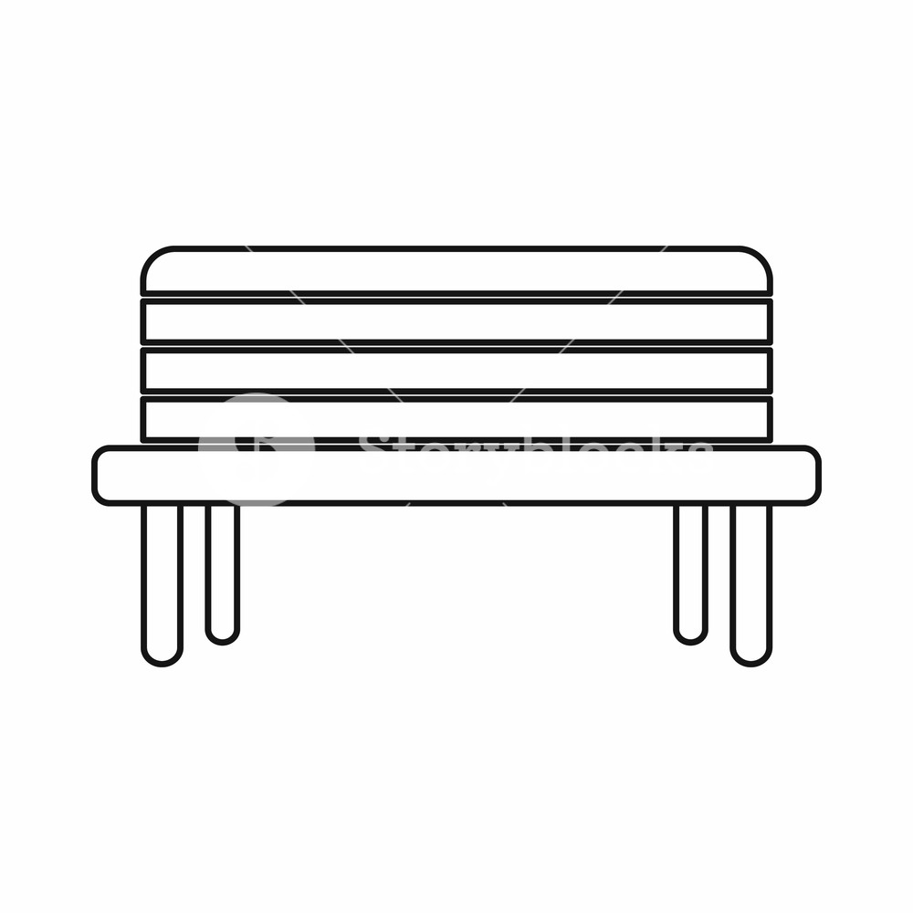 1000x1000 Street Bench Icon In Outline Style Seat Symbol Isolated Vector
