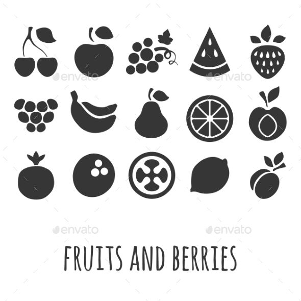 590x590 Icon Set With Fruits And Berries