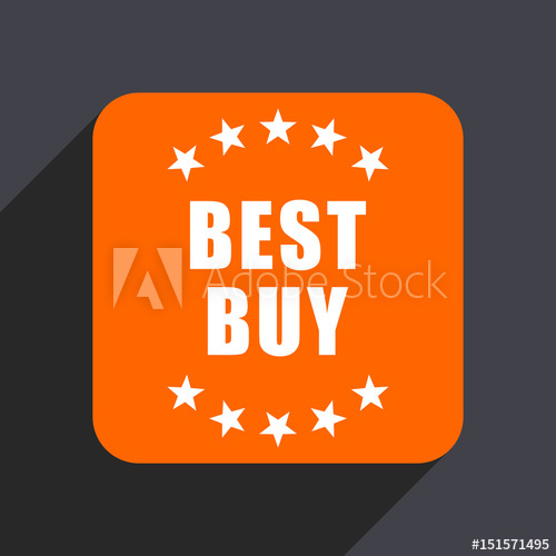 500x500 Best Buy Orange Flat Design Web Icon Isolated On Gray Background