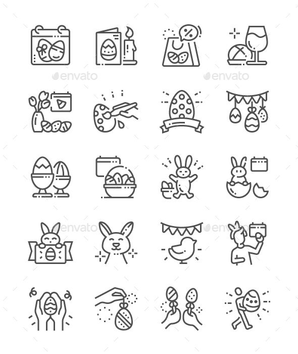 590x700 Easter Line Icons Fully Customisable Set Of Icons