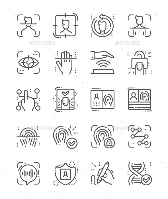 590x700 Biometrics Line Icons Fully Customisable Set Of Icons
