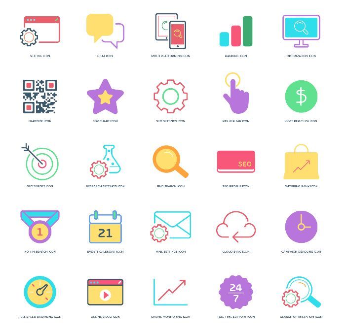 701x680 Best Free Seo Online Marketing Icon Sets