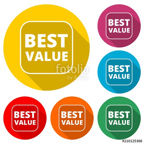 500x500 Best Value Icon, Color Icon With Long Shadow Stock Image