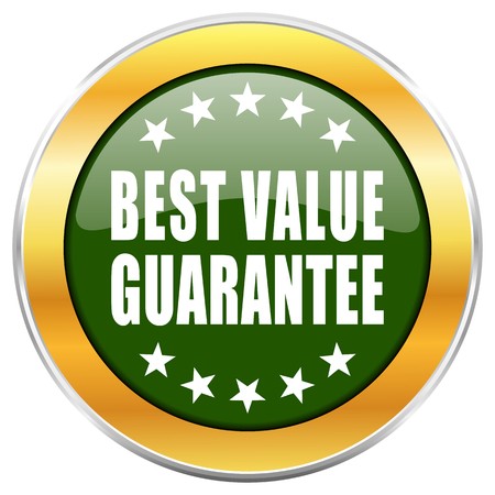 450x450 Best Value Guarantee Green Glossy Round Icon With Golden Chrome