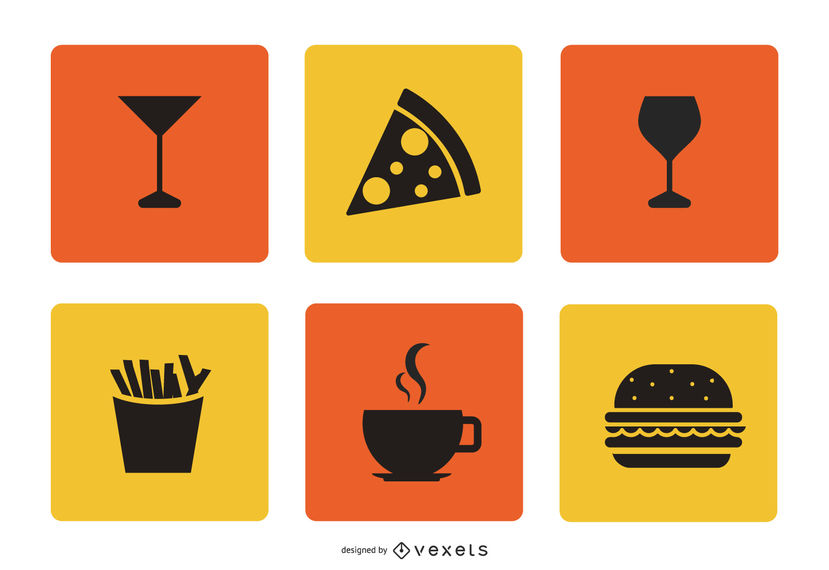 829x570 Flat Food Beverage Icon Set