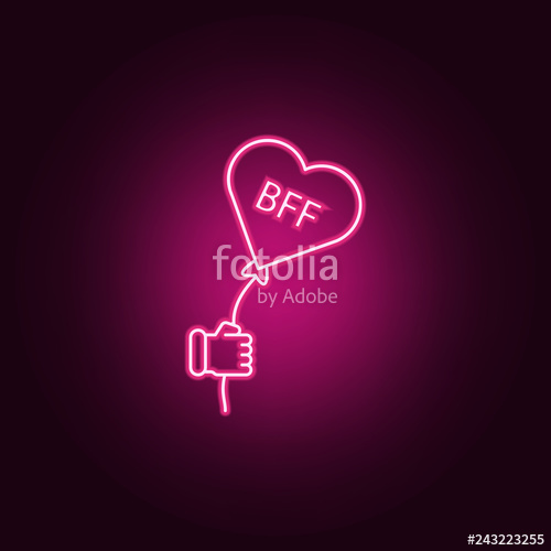 500x500 Bff Heart Icon Elements Of Friendship In Neon Style Icons Simple