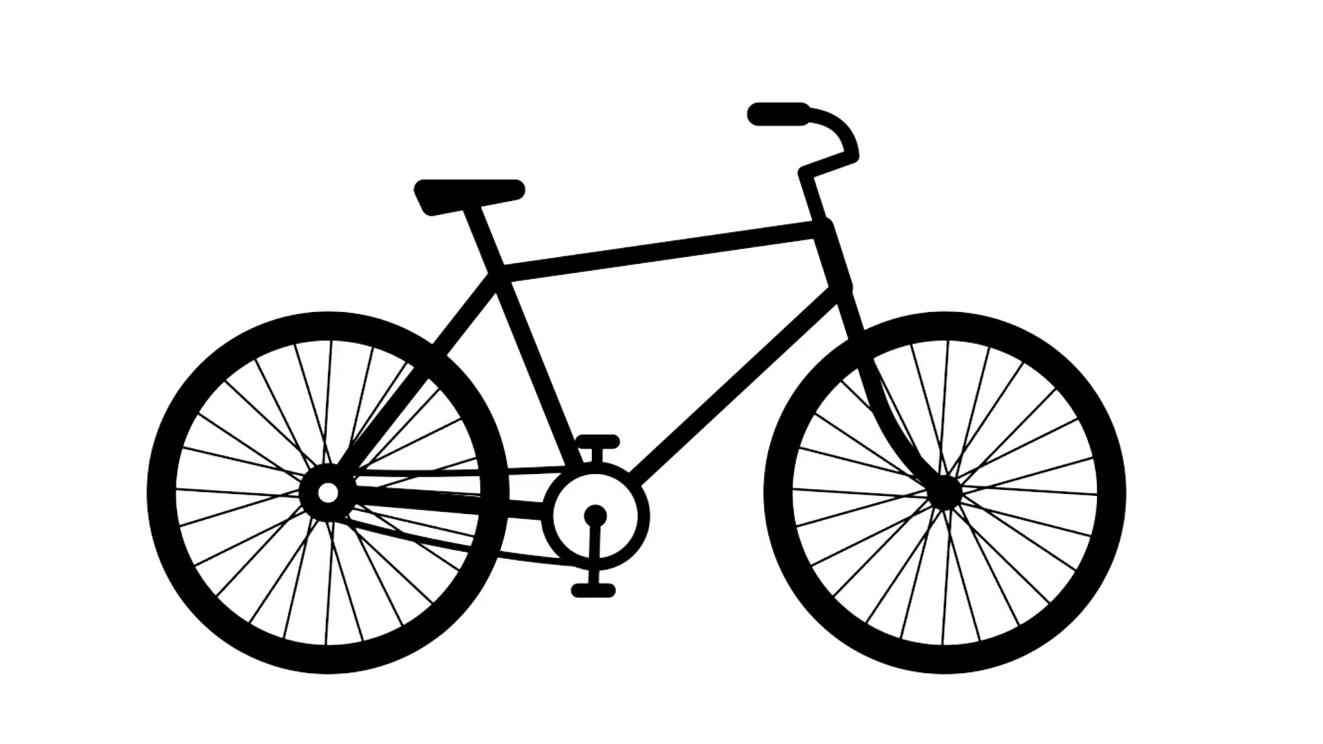 1920x1080 Animated Pictogram, Icon Of A Moving Classic Bike The Wheels