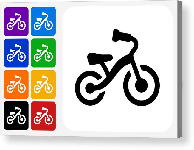 651x504 Kid's Bicycle Icon Square Button Set Acrylic Print