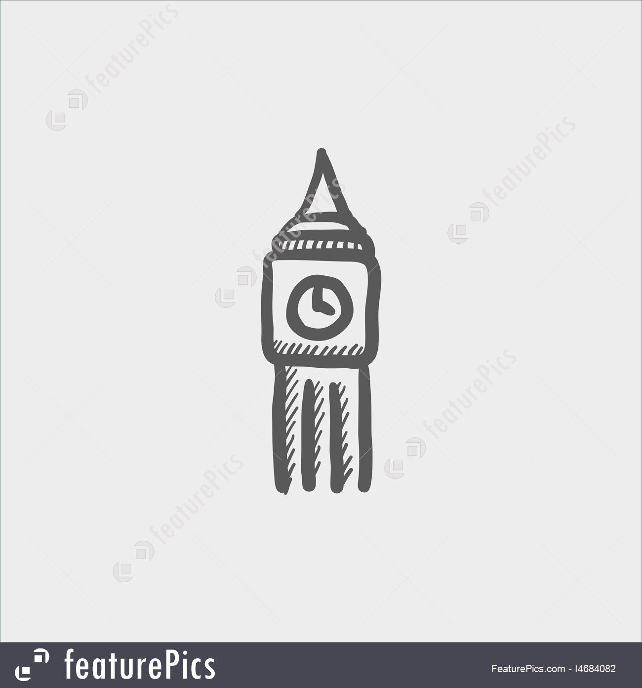1300x1392 Big Ben Clock Sketch Icon Stock Illustration
