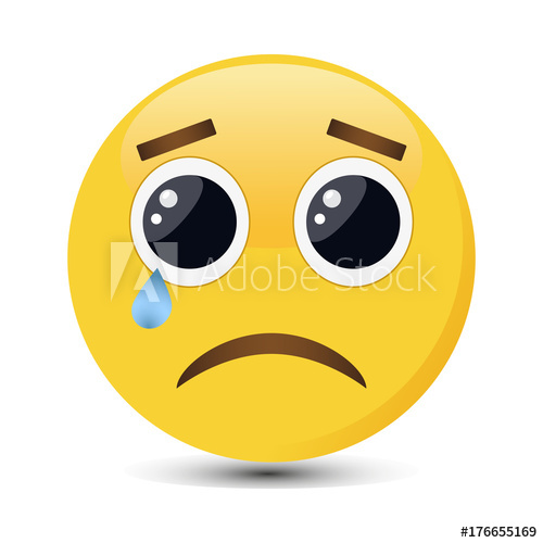 500x500 Crying Emoticon With Big Eyes And Tears In Trendy Flat Style Sad